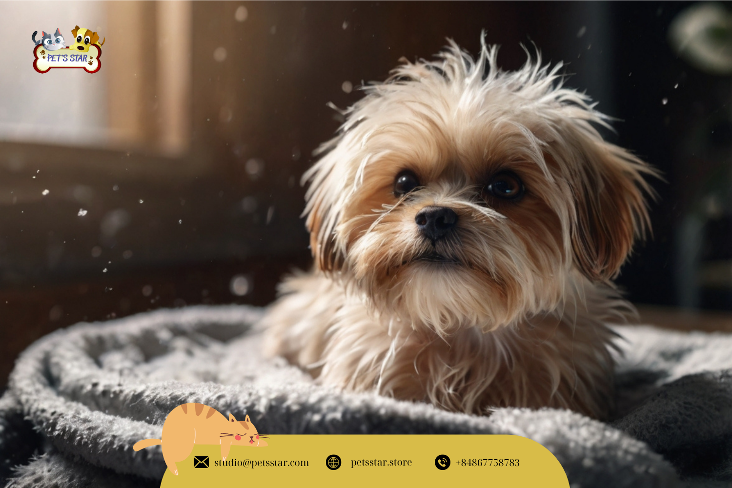 chó nhỏ được tắm bằng sữa tắm khô cho chó